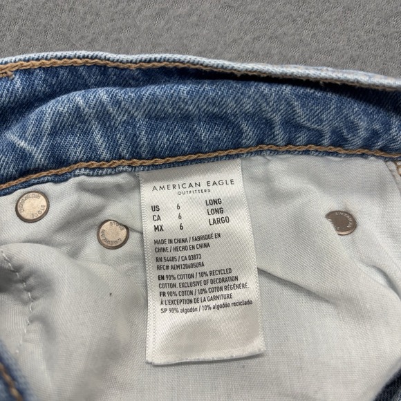 American Eagle Jeans Womens 6 Long Super High Rise Ultra Wide Leg Distressed Y2K - Picture 10 of 14